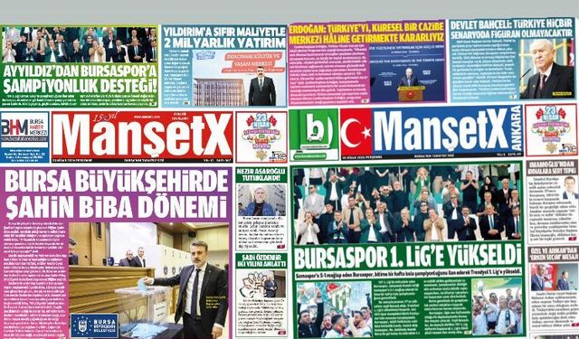 MANŞETX GAZETESİ'NİN  BURSA VE ANKARA'NIN NİSAN SAYILARI ÇIKTI!