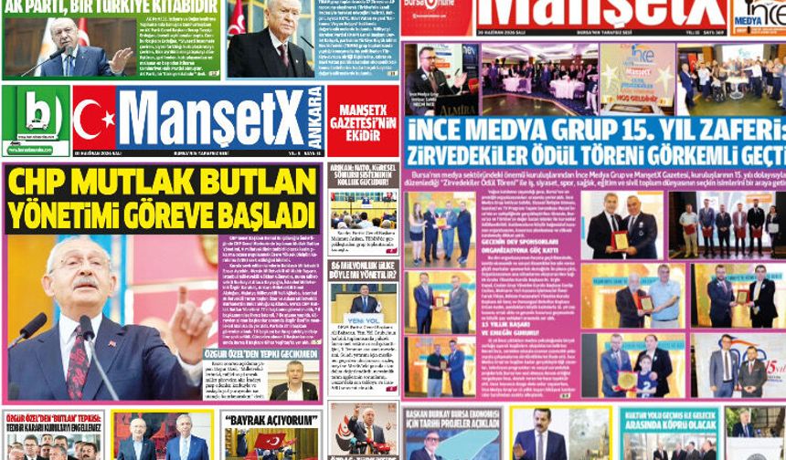 MANŞETX GAZETESİ'NİN BURSA VE ANKARA'NIN 15.YIL 369. HAZİRAN SAYILARI ÇIKTI!